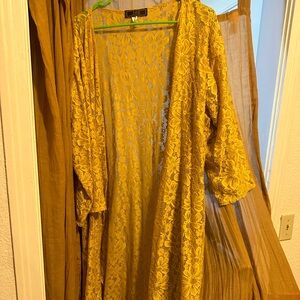 Lucky & Blessed Golden Yellow Lace Kimono